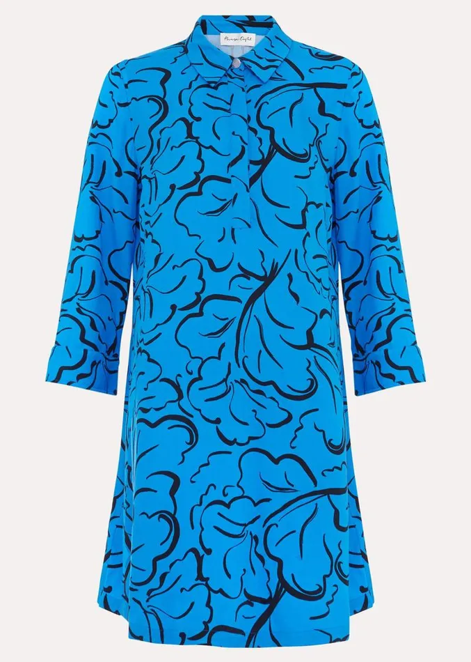 Marina Leaf Print Tunic Dress Blue Women Phase Eight Dresses