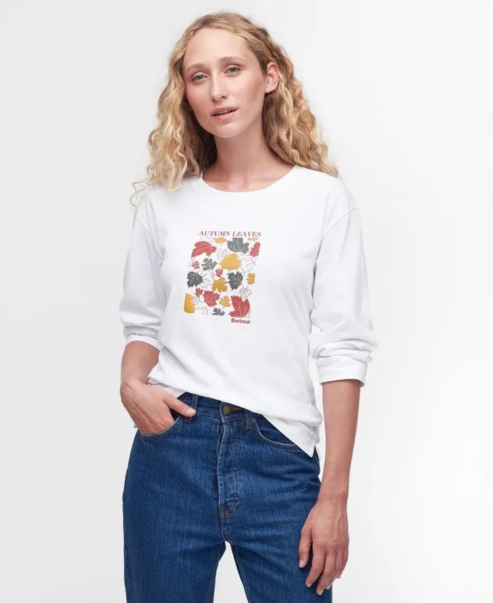 Mariner LongSleeved TShirt Classic White Women Barbour TShirts