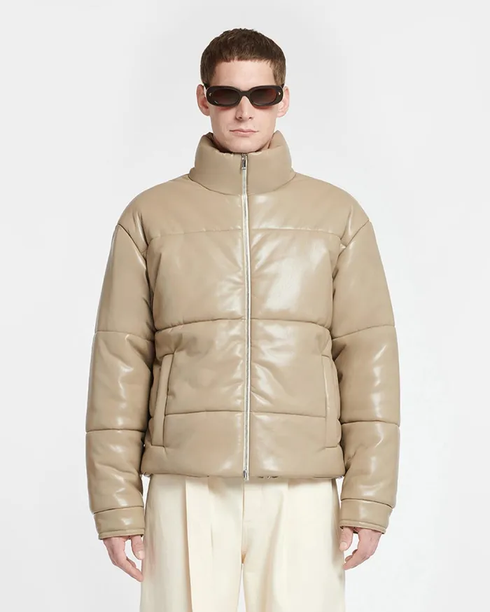 Marron Okobor AltLeather Puffer Jacket Ashy Taupe Men Nanushka Outerwear and Jackets