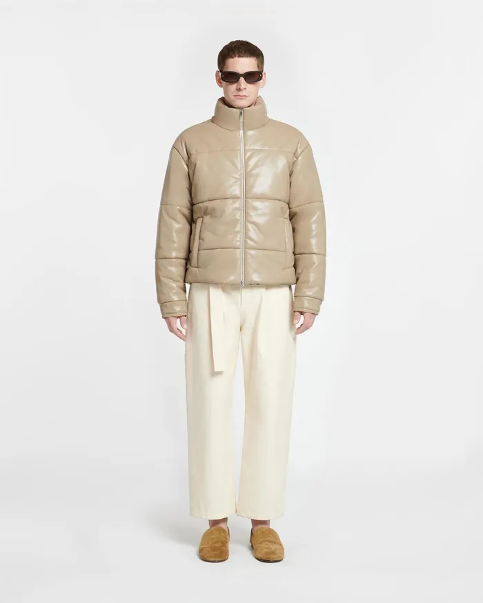 Marron Okobor AltLeather Puffer Jacket Ashy Taupe Men Nanushka Outerwear and Jackets