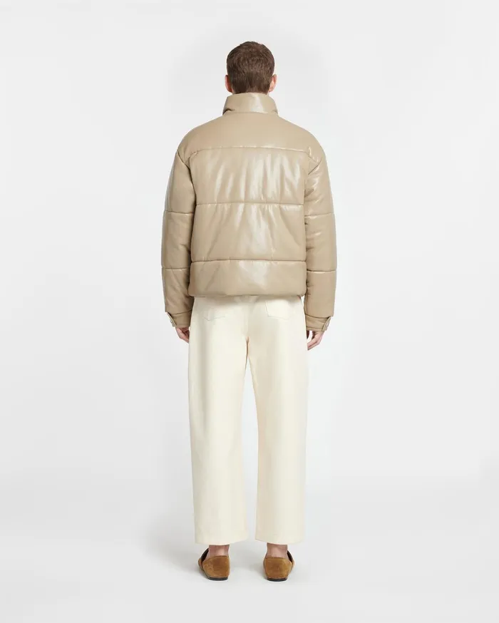 Marron Okobor AltLeather Puffer Jacket Ashy Taupe Men Nanushka Outerwear and Jackets