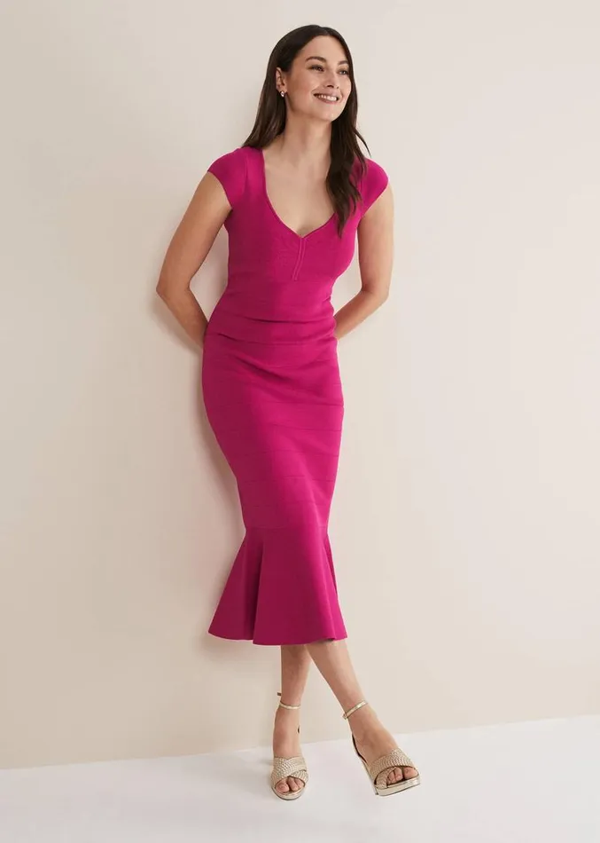 Martha Bandage Midi Dress Magenta Women Phase Eight Dresses
