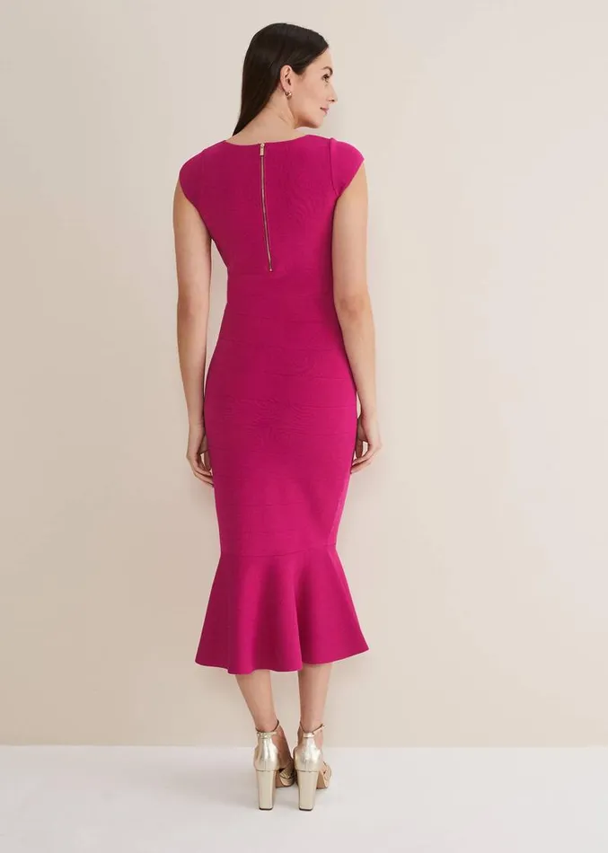 Martha Bandage Midi Dress Magenta Women Phase Eight Dresses