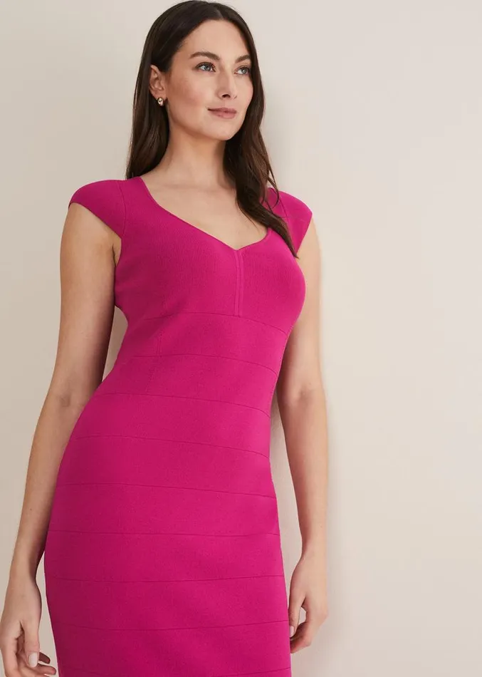Martha Bandage Midi Dress Magenta Women Phase Eight Dresses