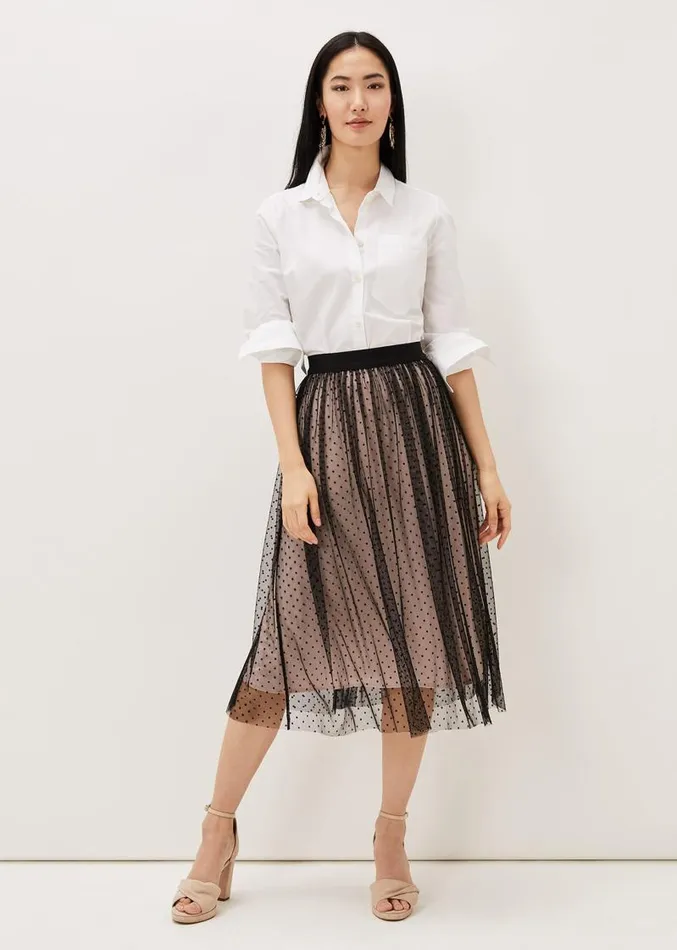 Maya Mesh Spot Skirt Blackblush Women Phase Eight Skirts