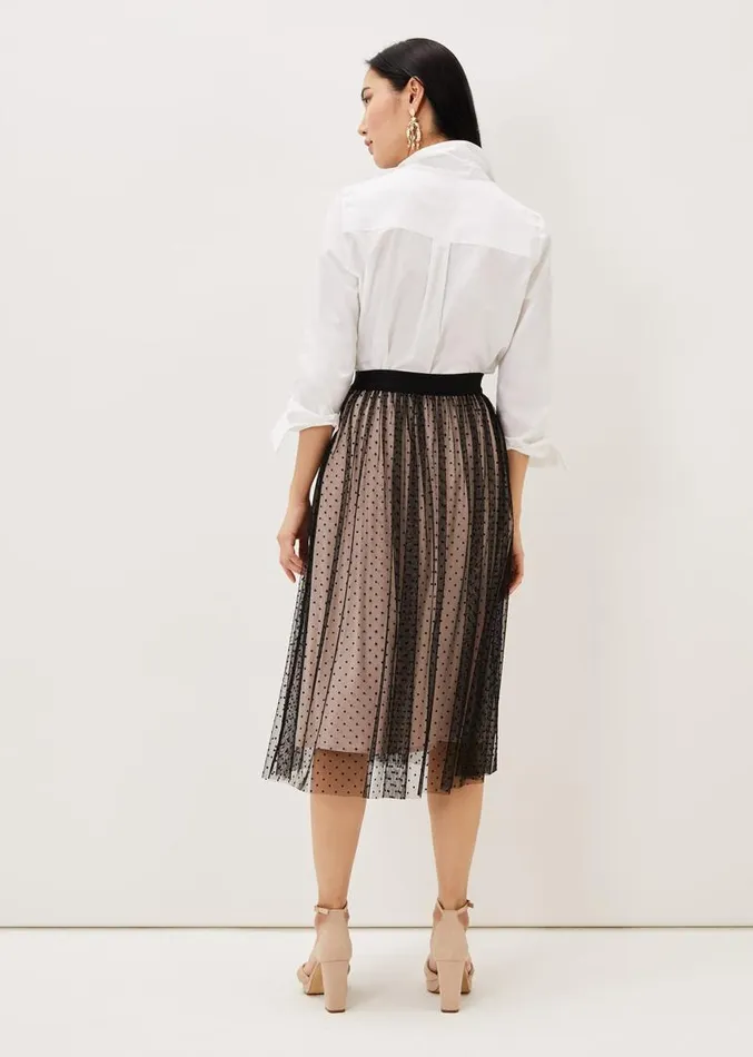 Maya Mesh Spot Skirt Blackblush Women Phase Eight Skirts
