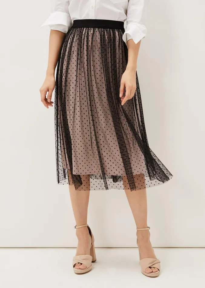 Maya Mesh Spot Skirt Blackblush Women Phase Eight Skirts