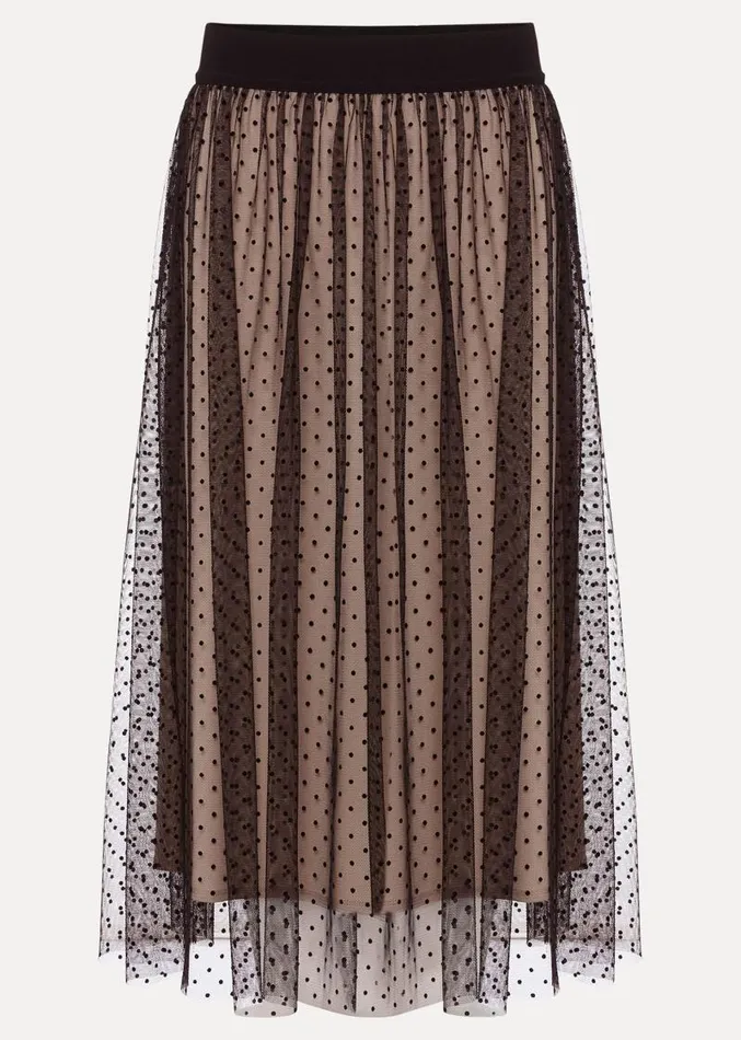 Maya Mesh Spot Skirt Blackblush Women Phase Eight Skirts