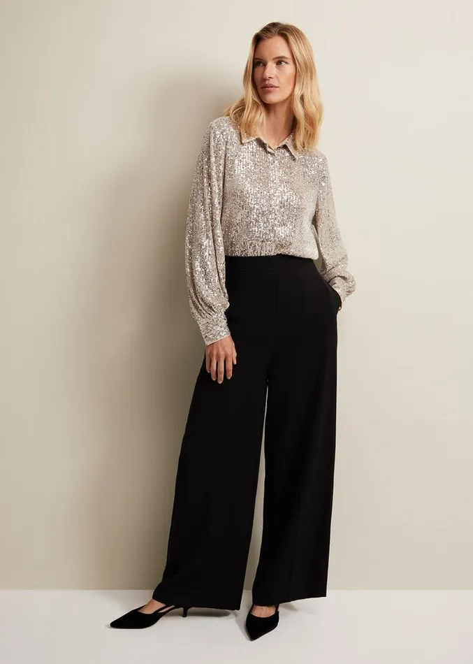 Medora Sequin Shirt Oyster Women Phase Eight Shirts and Blouses