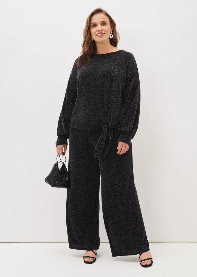 Mell Shimmer Lurex CoOrd Trousers Blacksilver Women Phase Eight Trousers