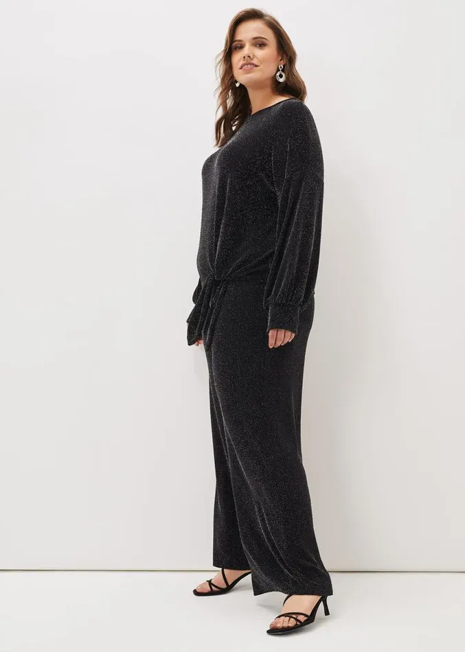 Mell Shimmer Lurex CoOrd Trousers Blacksilver Women Phase Eight Trousers