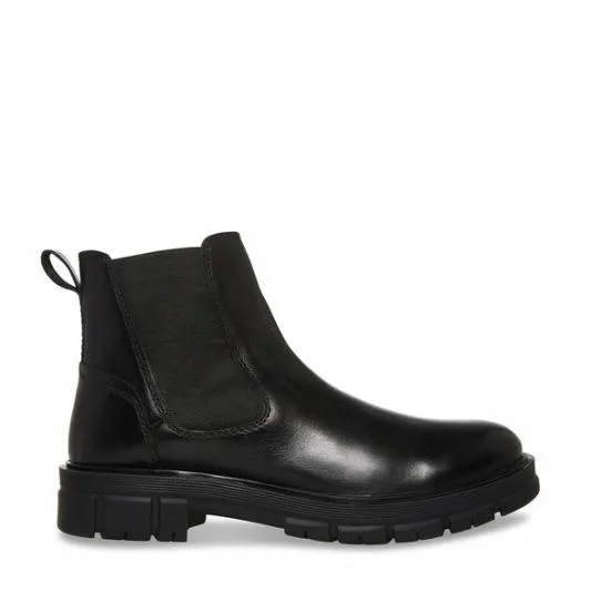 Men039s ADONIS BLACK LEATHER Black Leather Steve Madden Boots