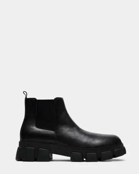 Men039s COPA BLACK LEATHER Black Leather Steve Madden Boots