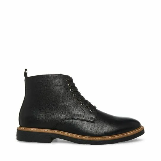 Men039s MITCHELL BLACK LEATHER Black Leather Steve Madden Boots