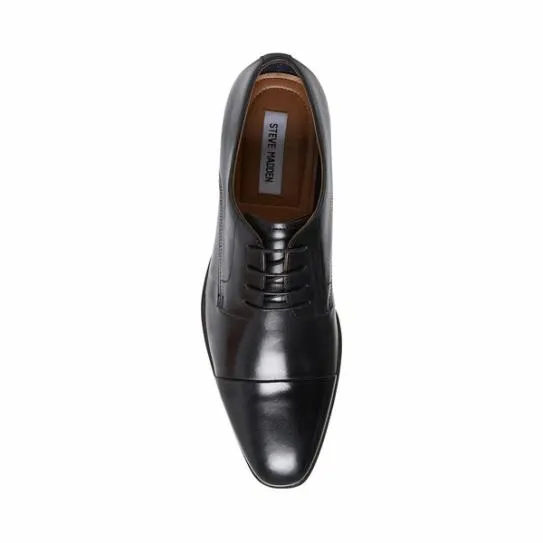 Men039s PLOT BLACK LEATHER Black Leather Steve Madden Dress Men039s PLOT BLACK LEATHER Black Leather Steve Madden Dress