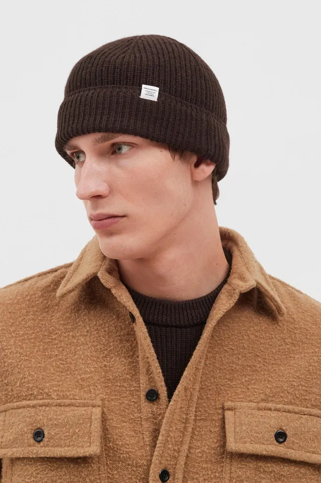 Men Alpaca Mohair Stripe Beanie Grey Melange Norse Projects Beanies