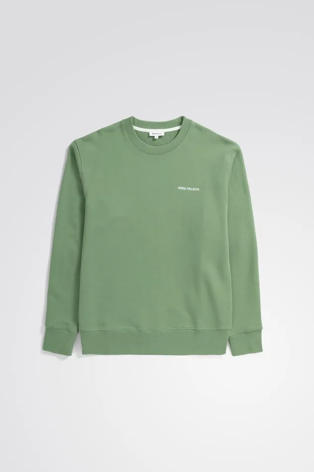 Men Arne Logo Sweat Linden Green Norse Projects Sweatshirts