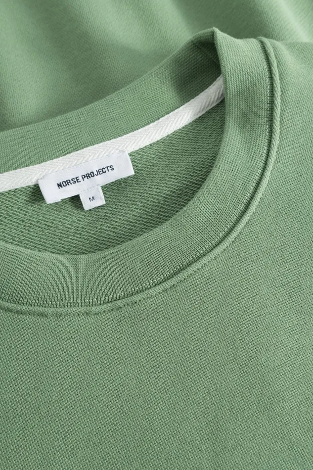 Men Arne Logo Sweat Linden Green Norse Projects Sweatshirts