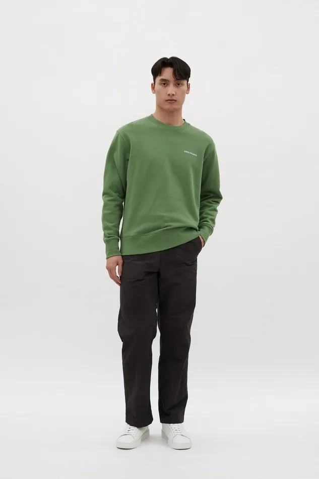 Men Arne Logo Sweat Linden Green Norse Projects Sweatshirts