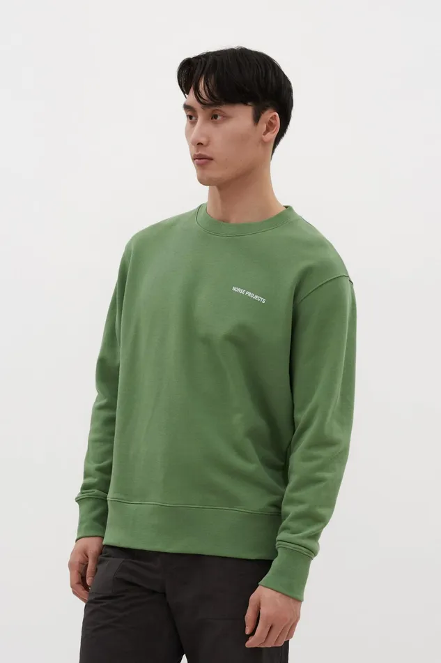 Men Arne Logo Sweat Linden Green Norse Projects Sweatshirts