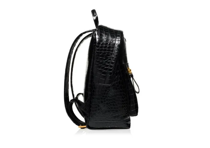 Men Backpacks Tom Ford Printed Alligator Buckley Backpack Black Men Backpacks Tom Ford Printed Alligator Buckley Backpack Black