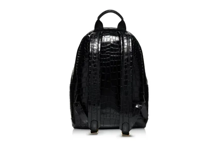 Men Backpacks Tom Ford Printed Alligator Buckley Backpack Black Men Backpacks Tom Ford Printed Alligator Buckley Backpack Black