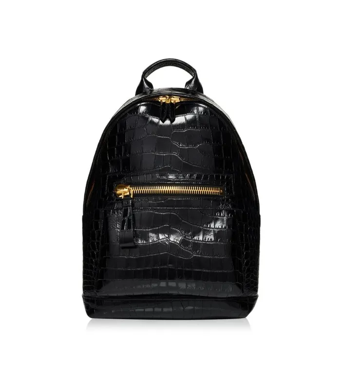 Men Backpacks Tom Ford Printed Alligator Buckley Backpack Black Men Backpacks Tom Ford Printed Alligator Buckley Backpack Black