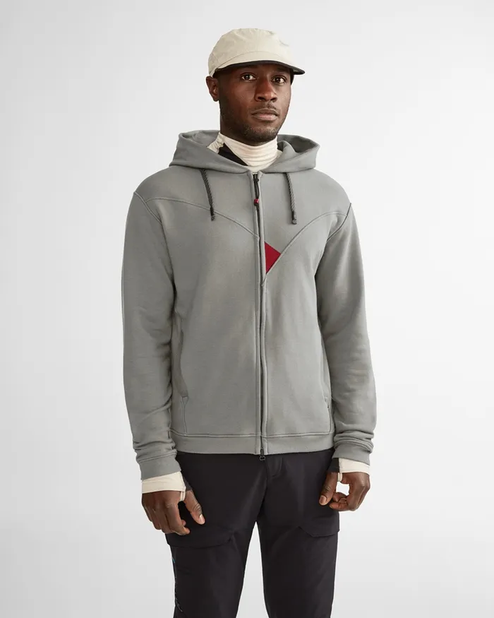 Men Bauge Zip Hood Klttermusen Off The Mountain Collection Flint Grey Klttermusen Fleeces and Sweaters