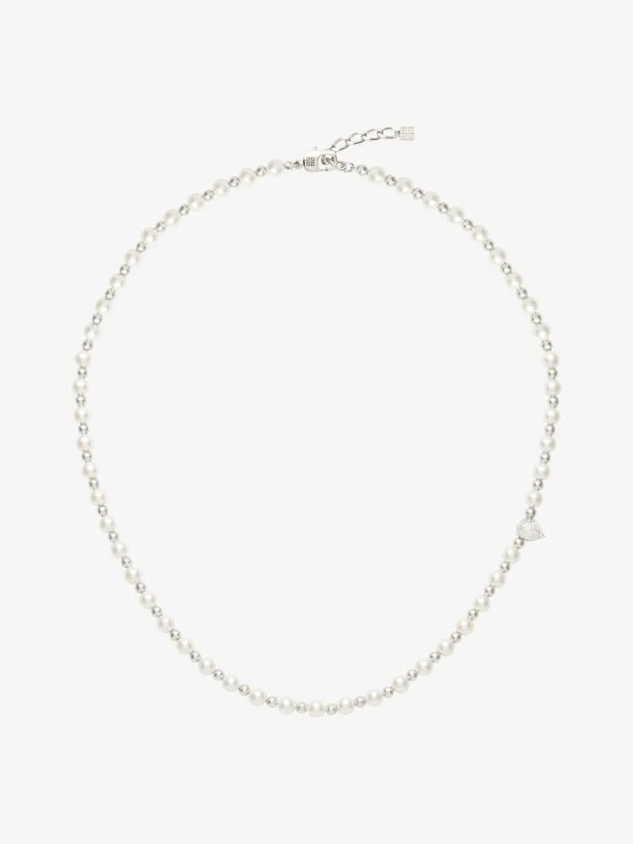 Men Beanies and Caps Givenchy G Stud Necklace In Metal With Pearls Whitesilvery