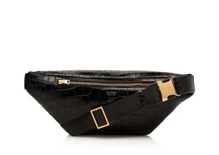 Men Belt Bags Tom Ford Printed Alligator Buckley Belt Bag Black Men Belt Bags Tom Ford Printed Alligator Buckley Belt Bag Black