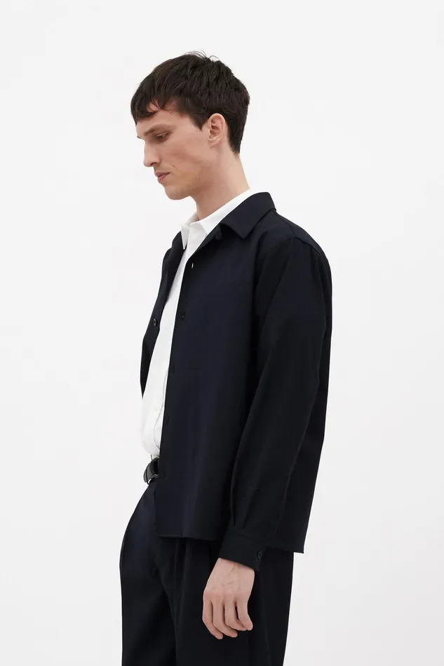 Men Benn Relaxed Light Wool Pleated Trouser Dark Navy Norse Projects Trousers