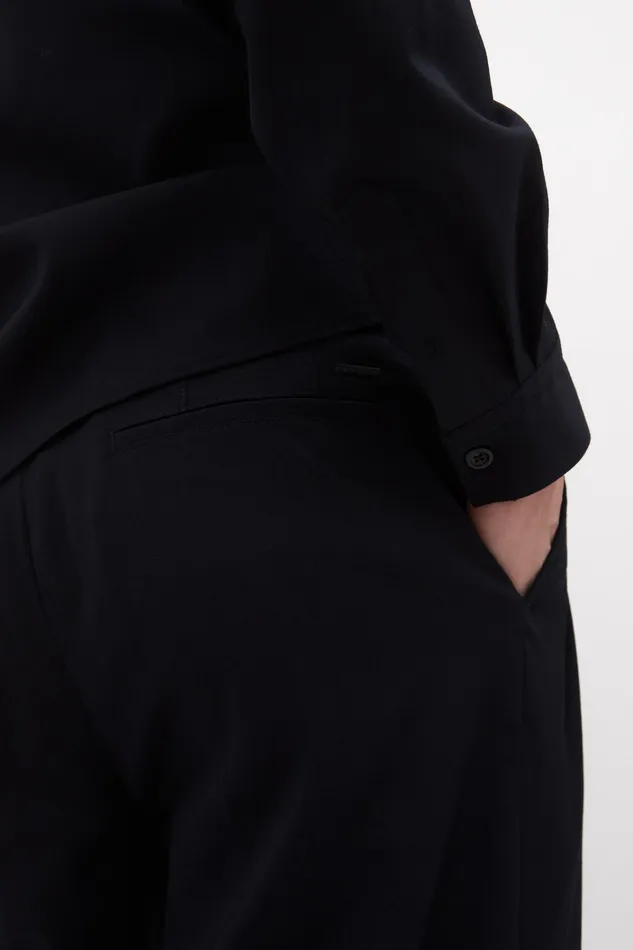 Men Benn Relaxed Light Wool Pleated Trouser Dark Navy Norse Projects Trousers