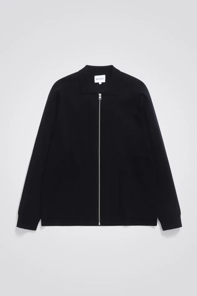 Men Bjarne Milano Full Zip Jacket Dark Navy Norse Projects Knitwear