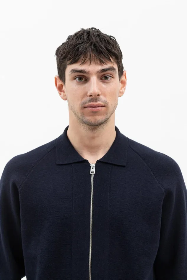 Men Bjarne Milano Full Zip Jacket Dark Navy Norse Projects Knitwear