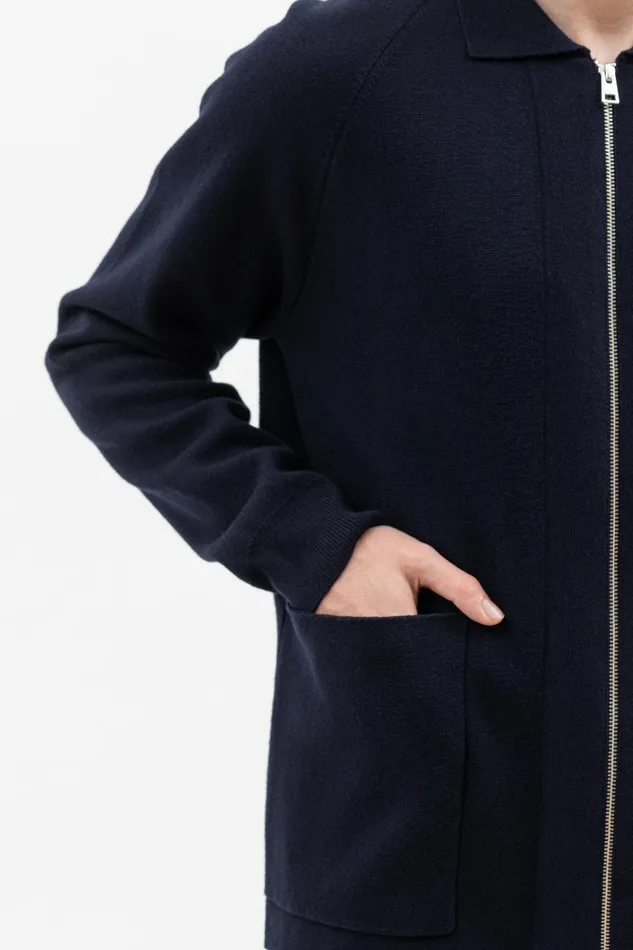 Men Bjarne Milano Full Zip Jacket Dark Navy Norse Projects Knitwear