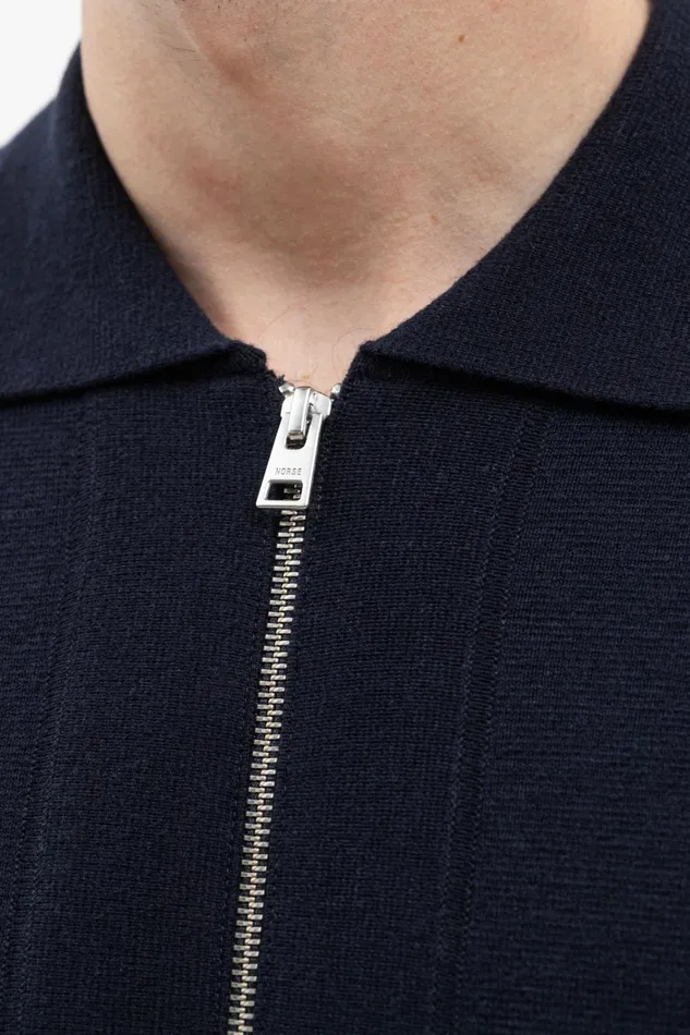 Men Bjarne Milano Full Zip Jacket Dark Navy Norse Projects Knitwear