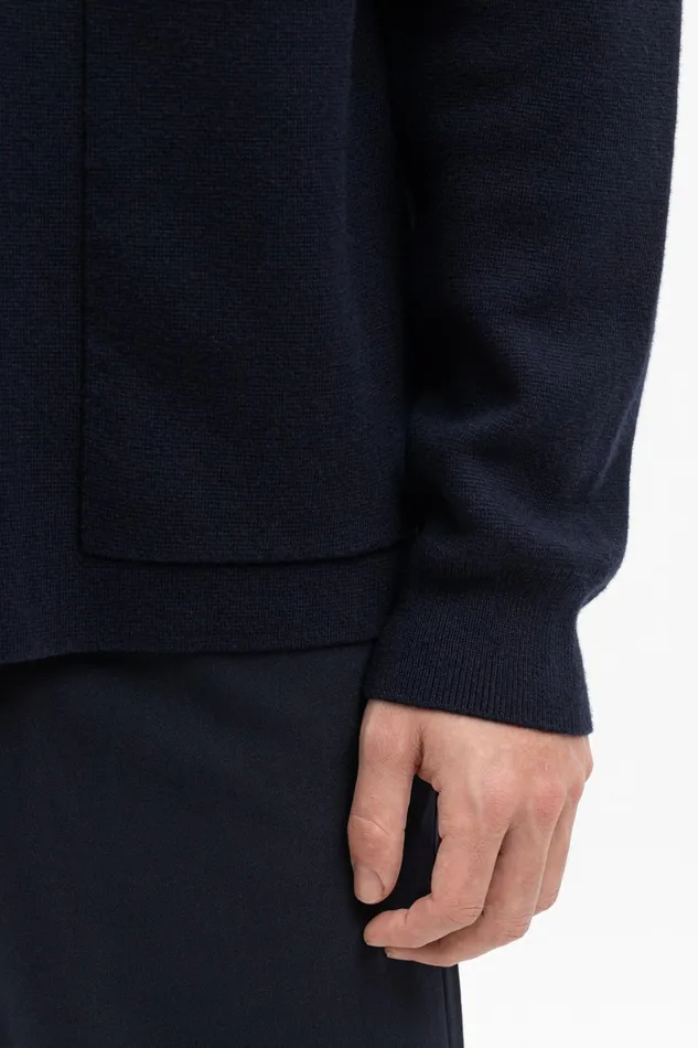 Men Bjarne Milano Full Zip Jacket Dark Navy Norse Projects Knitwear