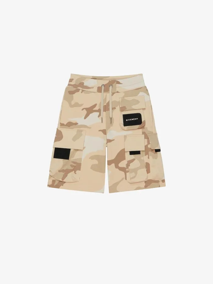 Men Boy 4 To 12 Years Givenchy Bermuda Shorts In Fleece With Camo Print Creambeige