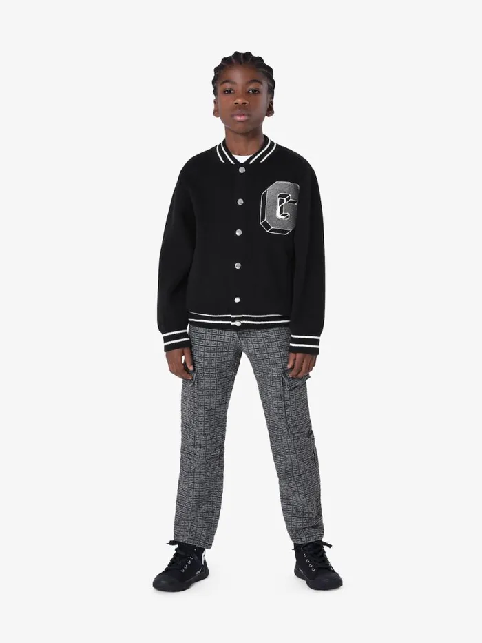 Men Boy 4 To 12 Years Givenchy GIVENCHY College Varsity Jacket In Knit Blackgrey