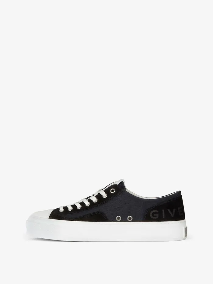 Men City Givenchy GIVENCHY City Sneakers In Canvas And Suede Black Men City Givenchy GIVENCHY City Sneakers In Canvas And Suede Black
