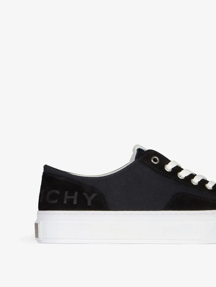 Men City Givenchy GIVENCHY City Sneakers In Canvas And Suede Black Men City Givenchy GIVENCHY City Sneakers In Canvas And Suede Black