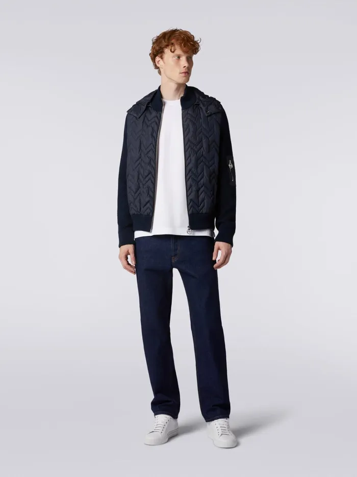 Men Cotton And Nylon Quilted Jacket With Hood Blue Missoni Coats and Jackets Men Cotton And Nylon Quilted Jacket With Hood Blue Missoni Coats and Jackets