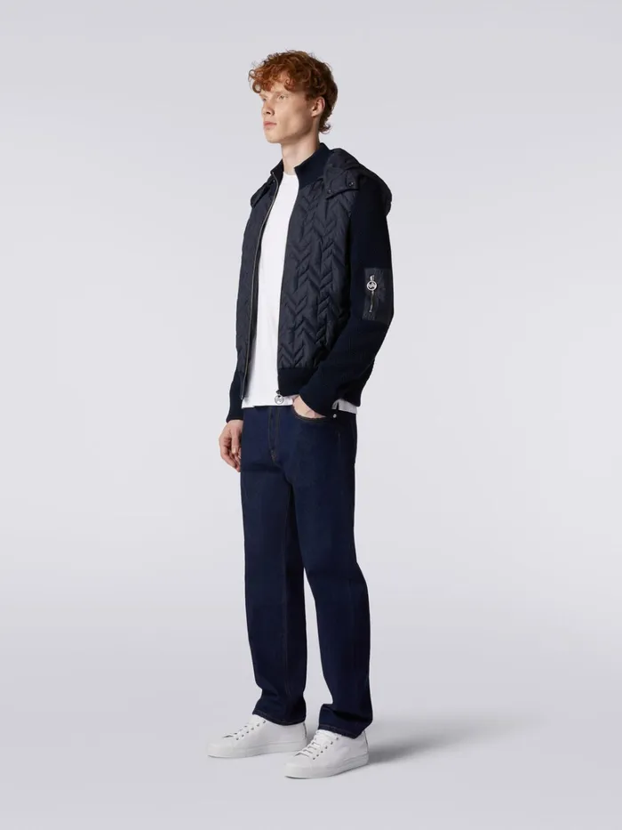 Men Cotton And Nylon Quilted Jacket With Hood Blue Missoni Coats and Jackets Men Cotton And Nylon Quilted Jacket With Hood Blue Missoni Coats and Jackets