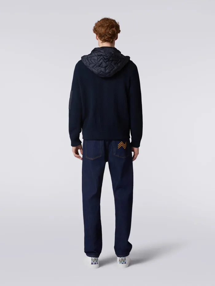 Men Cotton And Nylon Quilted Jacket With Hood Blue Missoni Coats and Jackets Men Cotton And Nylon Quilted Jacket With Hood Blue Missoni Coats and Jackets