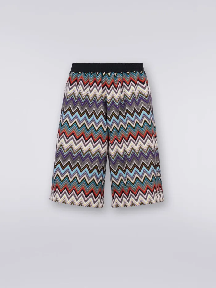 Men Cotton And Viscose Blend Chevron Bermuda Shorts Multicoloured Missoni Trousers