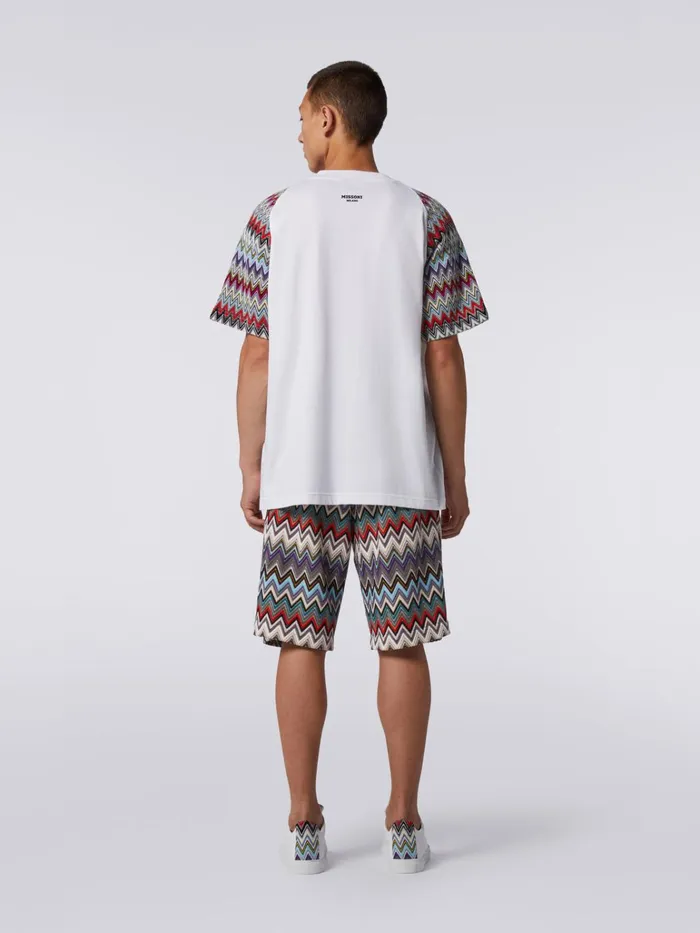 Men Cotton And Viscose Blend Chevron Bermuda Shorts Multicoloured Missoni Trousers