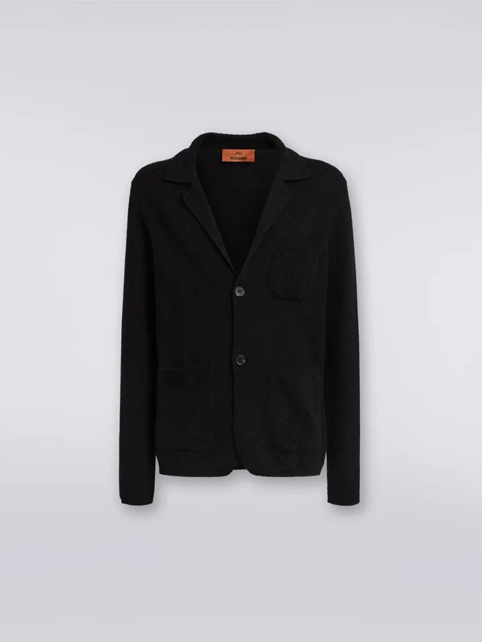 Men Cotton And Viscose Knit Blazer Black Missoni Coats and Jackets
