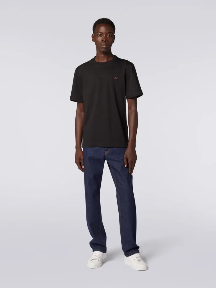 Men CrewNeck Cotton TShirt With Embroidery And Logo Black Missoni Polos and Tshirts Men CrewNeck Cotton TShirt With Embroidery And Logo Black Missoni Polos and Tshirts