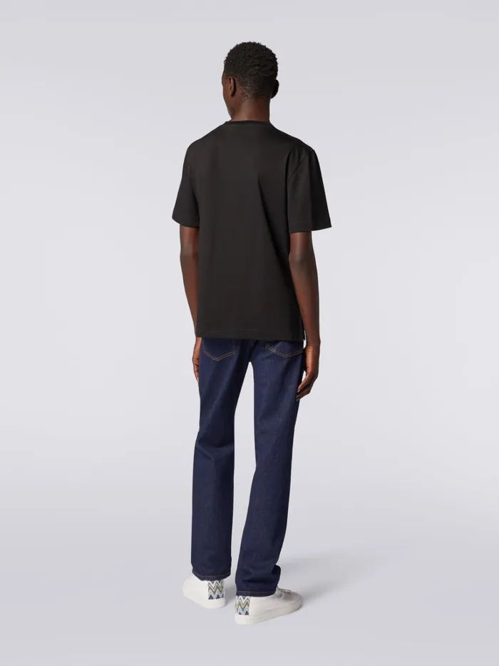 Men CrewNeck Cotton TShirt With Embroidery And Logo Black Missoni Polos and Tshirts Men CrewNeck Cotton TShirt With Embroidery And Logo Black Missoni Polos and Tshirts