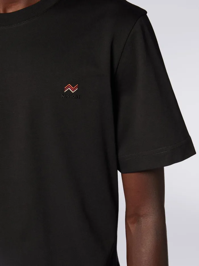 Men CrewNeck Cotton TShirt With Embroidery And Logo Black Missoni Polos and Tshirts Men CrewNeck Cotton TShirt With Embroidery And Logo Black Missoni Polos and Tshirts